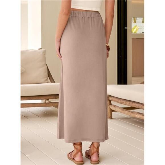 Maxi Skirts for Women Ankle Length Light Brown - Picture 3 of 5